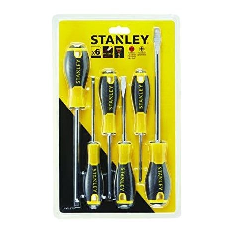 Stanley – Jeu de 6 tournevis plats – Lames en chrome vanadium – Poignée TPR confortable – Longueur 81 cm – STHT060209