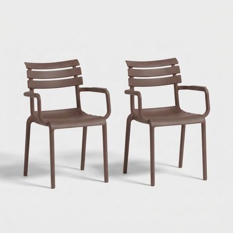 2er Set stapelbare Armlehnstühle für Garten und Innenbereich Punat - Taubengrau (1/5)