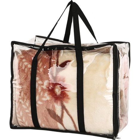 organizador de ropa transparente, 70x45x35cm, organizador de mantas de plástico de 40L, impermeable y a prueba de polvo, caja de mudanza plegable con cremallera, armario (1/5)