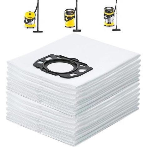 Bolsas para aspiradora Karcher WD2 Plus y WD3 Series，10 unidades，Forro polar sintético de 3 capas，Aptas para KWD 1，2，3 y SE 4001/4002 (1/5)