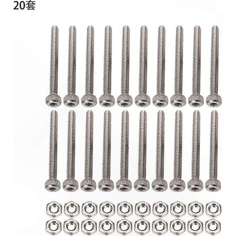 Vis, boulons et écrous à tête moletée M2 x 20 mm, lot de 20 pièces pour projets de bricolage (1/5)