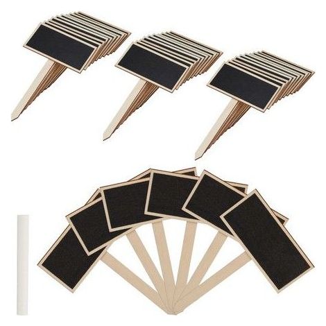 Tuteurs de plantes en bois - Lot de 36 pièces - Étiquettes réutilisables - Marqueurs décoratifs - Utilisation avec craie (1/5)