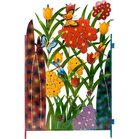 Panneau de bordure de clôture en fer forgé à fleurs, clôture décorative pour jardin, terrasse ou cour extérieure. (1/4)