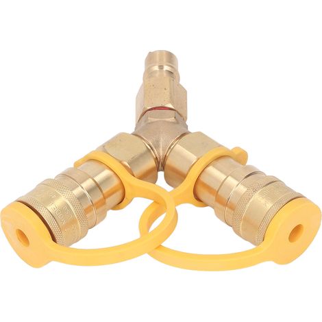 Adaptateur de raccordement rapide en Y de 3/8 pouce pour gaz naturel, compatible avec les barbecues à gaz naturel Weber, les générateurs, les chauffages de terrasse, les fours à pizza, les foyers exté (1/5)