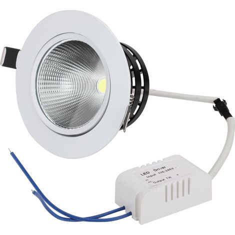 Spot encastré LED COB d'intérieur, 89 mm de diamètre, 100-240 V, 7 W, blanc chaud, sans variation d'intensité (1/5)