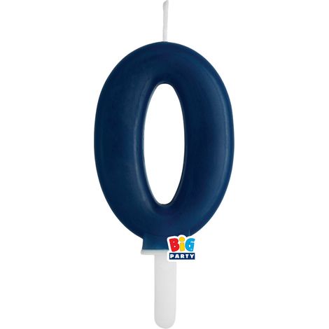 Big Party Candelina Tiny Plump Numero 0 Cera 7 Cm Blu Navy