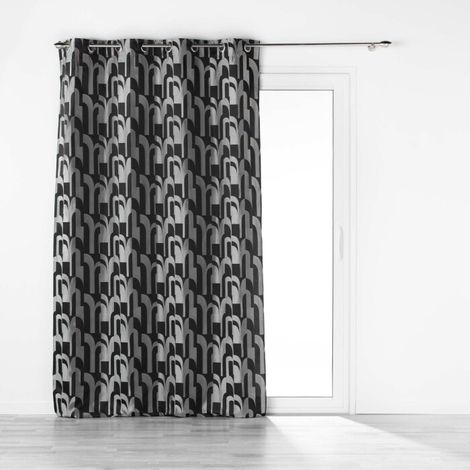 Rideau a oeillets 140 x 260 cm jacquard Medicis Noir (1/4)