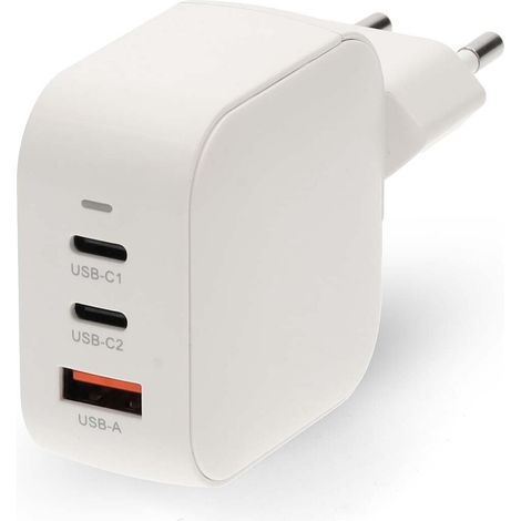 Nedis Netzladegerät / 70 W / GaN / PD3.0 / 1.5 / 2.25 A / 2.5 / 3.0 / 3.5 A / Anzahl der Ausgänge: 3 / USB-A / 2x USB-C™ / Automatische Spannungswahl / Weiss