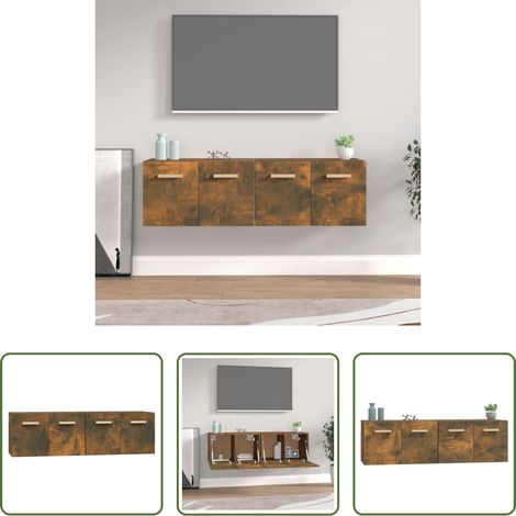 Rangement murale - Armoires murales 2pcs Chêne fumé 60x36,5x35cm Bois d'ingénierie (1/5)