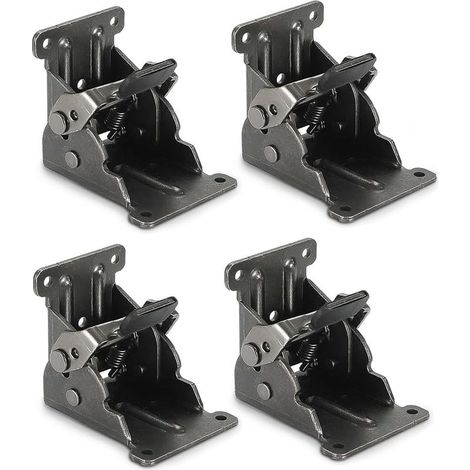 4 Pcs Charnière pliante autobloquante 90, support pliable, Charnières Pliable Invisible, verrouillage extension table support d'étagère pliable en tôle d'acier pour table de travail (1/5)