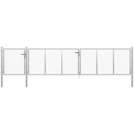 Portail de jardin en acier argenté 500 x 100 cm
