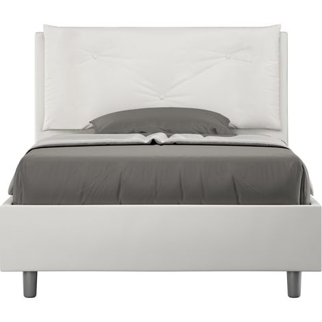 Letto 1 Piazza E Mezzo 120x200 cm con Rete Imbottito in Similpelle Appia Large Bianco (1/5)