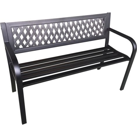 Panchina da Esterno Giardino Panca ABS e Struttura in Acciaio Nero 120x50x75cm (1/6)