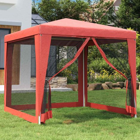 vidaXL Carpa para fiestas con 4 paredes de malla HDPE rojo 2,5x2,5 m (1/5)