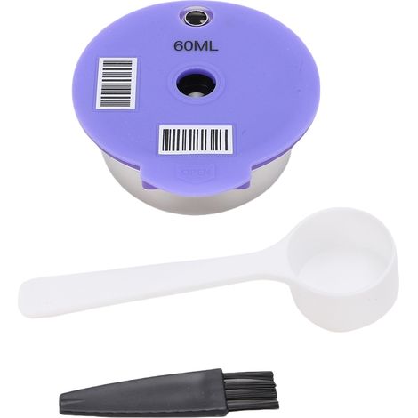 Capsule café réutilisable inox silicone – Pod filtre rechargeable tasse avec brosse cuillère makers 60ml, cuisine (1/5)