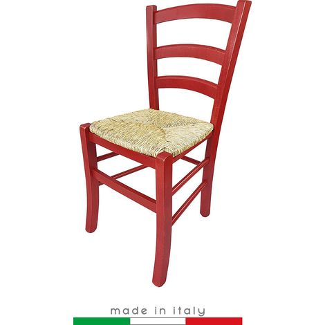 Sedia Venezia Color Rosso legno colorata terrazza giardino bar ristorante agriturismo albergo rustica paglia esterno (1/3)