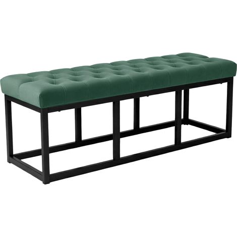Banco Polson Terciopelo Negro Verde 120 cm