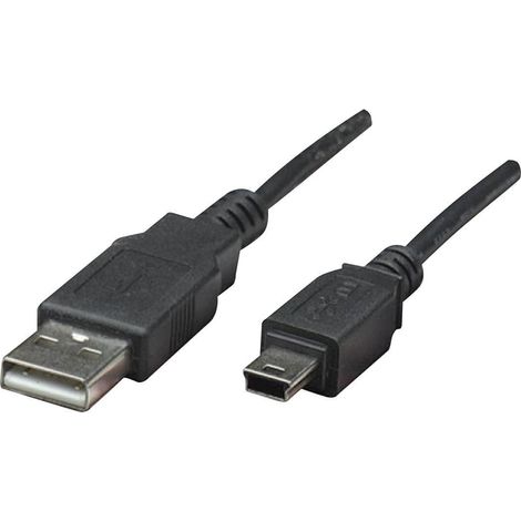 Manhattan Câble USB USB 2.0 USB-A mâle, USB-Mini-B mâle 1.80 m noir contacts dorés, certifié UL 333375-CG D38894 (1/5)