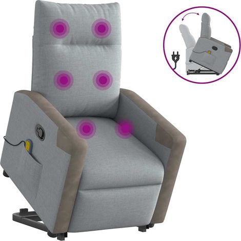 Massagesessel mit Aufstehhilfe Hellgrau Stoff