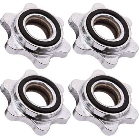 Dumbbell collars – 4 pieces, locking screw fastening, compatible with standard 28–32 mm bars, chrome-plated steel
