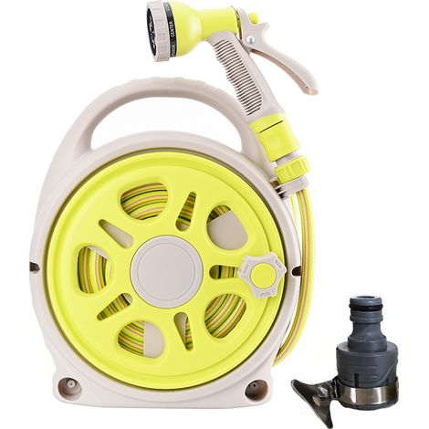 16m Enrouleur De Tuyau, Équipement D'arrosage Support De Jardin Portable Conduite d'eau Ensemble De Rack De Stockage avec Jet De Douche À 7 Motifs (1/5)