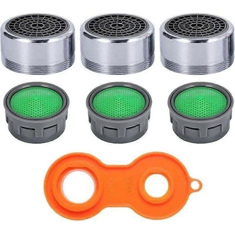 M24 Wasserhahn-Luftsprudler, 6er-Pack, Wassersparende Wasserhahn-Luftsprudler mit ABS-Filter, Wasserhahnfilter für Badezimmer- und Küchenspülen (1/5)