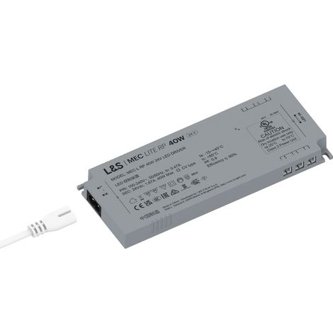 L&S LED Netzgerät MEC Lite RP 24V DC 40W Netzteil mit 6 LED-Anschlussbuchsen, Kurzschlussschutz, Überlastschutz, energieeffizient, Euro-Flachstecker, Grau