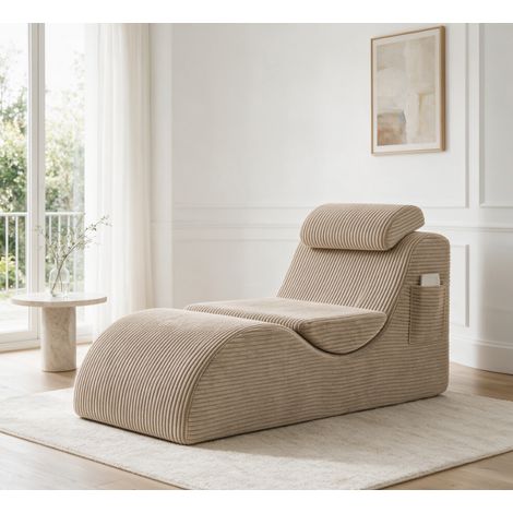 Fauteuil de lecture inclinable, dossier enveloppant, mousse haute résilience, coussin amovible, poche, 160x66x79cm (1/5)