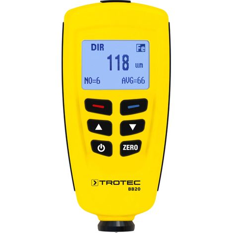 Trotec – Testeur d'épaisseur de peinture – Plage de mesure 0 à 1250 µm – Sonde double fonction pour surfaces incurvées – Alarme de variation d'épaisseur