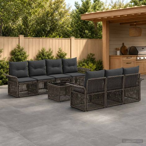 vidaXL Set Divano da Giardino 8 pz Grigio polyrattan (1/5)