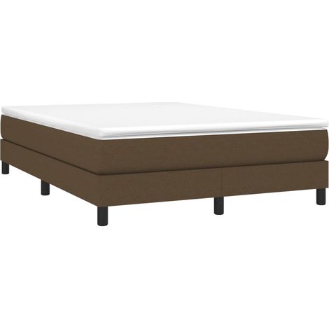 Cadre de lit à ressorts marron foncé 140x200 cm tissu vidaXL