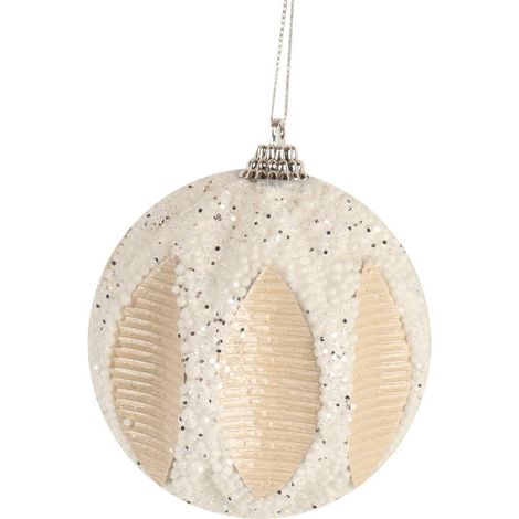 Impressionante pallina di polistirolo bianca e crema con glitter, 8 cm (1/2)