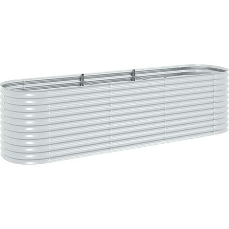 Garden Raised Bed 320x80x81 cm Galvanised Steel Silver vidaXL (1/10)