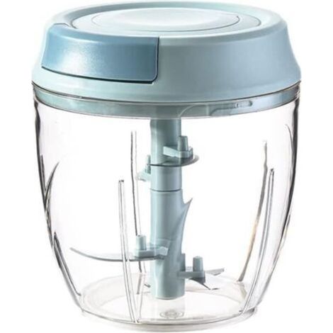 Hachoir Manuel, 1000 ml 5 Lames en Acier Inoxydable, Hachoir Oignons, Mixeur Multifonctions, Coupe Légumes, Coupe Gingembre Manuel, Broyage des Aliments Pour Bébé, Hachoir à viande. (1/4)