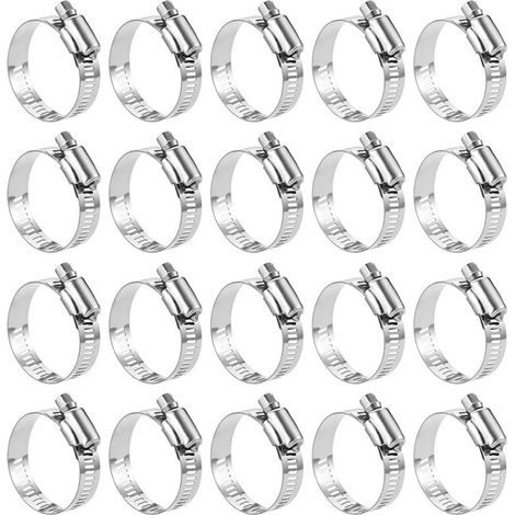 Packung mit 20 Schlauchschellen aus Edelstahl 304 – Klemmbereich 32–50 mm – Korrosionsbeständig – Für Rohre und Kabel (1/5)