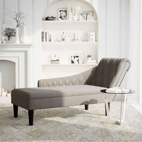 Fauteuil de Salon,Chaise,Fauteuil long avec coussin et accoudoir droit taupe tissu CFW597612 (1/5)