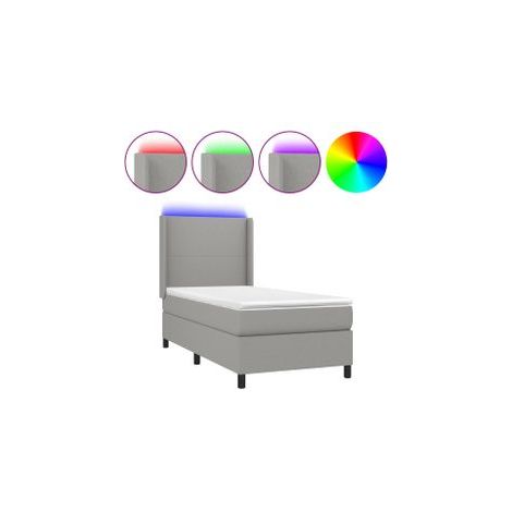 Sommier à lattes de lit matelas LED Gris clair 90x190 Tissu (1/5)