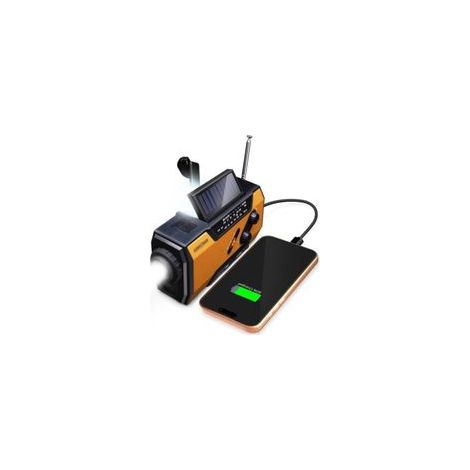 Tragbares Notfallradio mit 2000-mAh-Akku, aufladbar per Solarpanel, Handkurbel, Batterien oder USB, AM/FM-Radio, LED-Taschenlampe, SOS-Funktion, lädt Ihr Handy (1/4)
