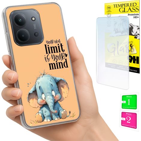 Custodia per Xiaomi Redmi 15C 5G 173mm / Custodia per Poco C85 con retro a elefante e vetro 9H (1/5)