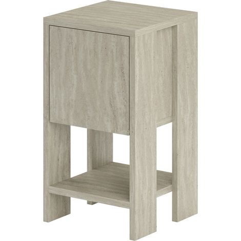 Table de chevet en bois "Ema" - 30 x 30 x 55 cm - Travertin (1/4)