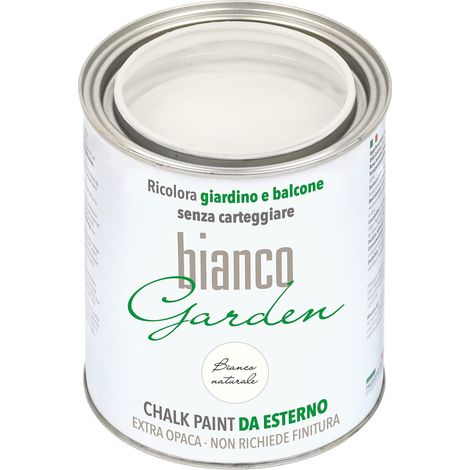 CHALK PAINT DA ESTERNO biancoGarden Bianco Naturale - Ricolora giardino e balcone SENZA CARTEGGIARE e SENZA FINITURA (1 Litro) (1/4)