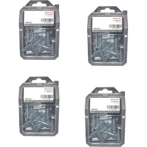 4 Coques de 25 Manchons Cylindriques 6 x 30 mm - Zingué blanc - D-Work