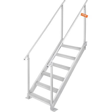 VEVOR Scaletta per Pontile Altezza Regolabile 109-130 cm Scaletta per Pontone Barca 6 Gradini Lega di Alluminio Portata ca. 226 kg con Corrimano Scaletta Antiscivolo Scale per Imbarco Barca Piscina (1/5)