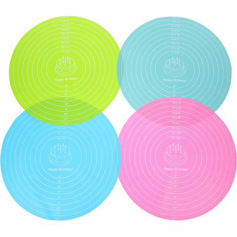 MAGICLULU 4pièces Tapis de Pâtisserie Rond Silicone Antiadhésif pour Four à Pizza Tapis de Cuisson Réutilisable et Résistant Chaleur pour Étaler la Pâte'-'- (1/5)