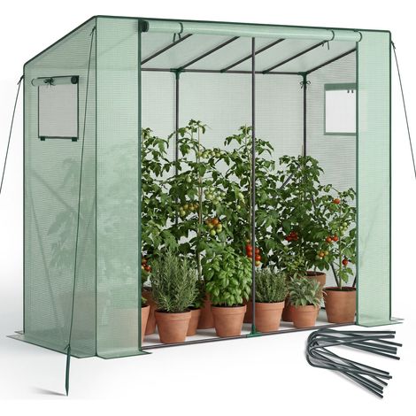 Serre plastique, cadre acier, film grillagé, vert 200x97x170cm (1/5)
