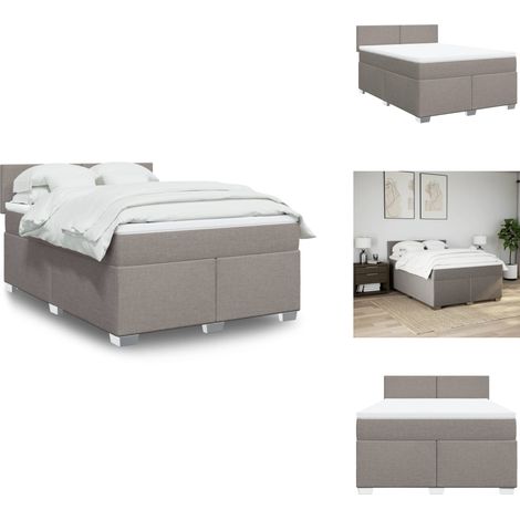 Sommier à lattes de lit avec matelas Taupe 160x200 cm Tissu - Sommier À Lattes De Lit - Sommiers À Lattes De Lit - Lit - Meuble De Chambre À Coucher (1/5)