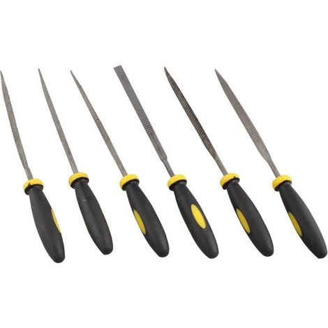 Lime à bois Lot de 6 Acier au carbone Manche en caoutchouc Formes variées 140 mm (1/5)