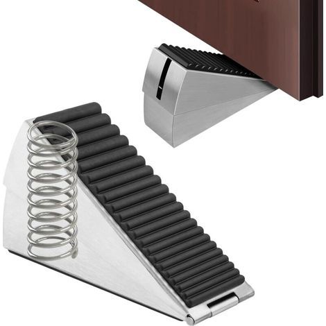 Grande Butée de Porte en Acier Inoxydable à Ressort - Cale Pour Portes Lourdes - Hauteur Réglable 7,6 cm, Argenté (1/5)