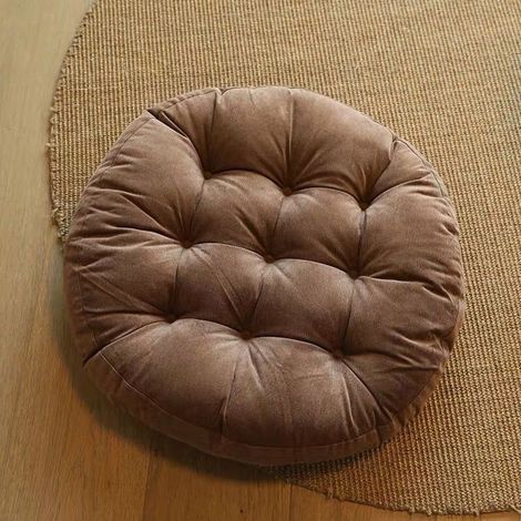 Coussin de siège japonais Tatami en coton épais, 55cm8cm,tapis de sol rond épais, pouf futon, coussin touffeté pour yoga,Cafe (1/5)