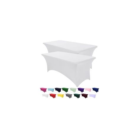 Tovaglie in spandex, lavabili, antipiega, elastiche, rettangolari, ideali per feste per adulti, decorazioni per matrimoni, banchetti, set da 2 (bianche) - Crezuo